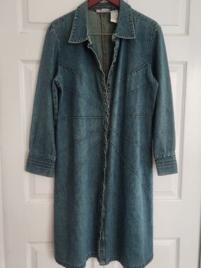 VTG Y2K 90s Faded Glory Denim Long Jacket Retro Western Boho Festival, Womens XL